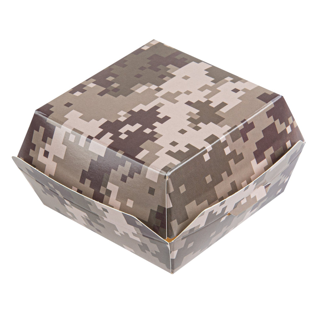 Bio Tek Camouflage Paper Mini Burger Box - 2 3/4" x 2 3/4" x 2" - 100 count box