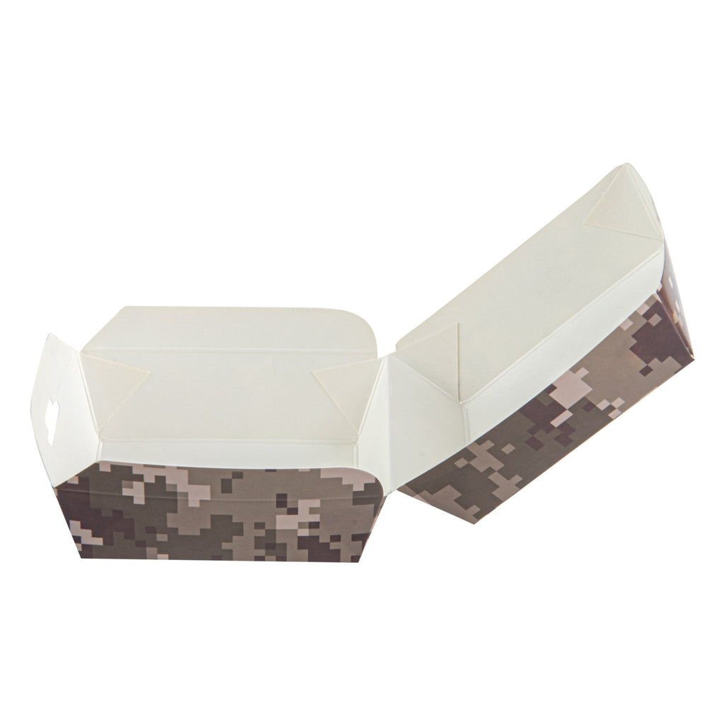 Bio Tek Camouflage Paper Mini Burger Box - 2 3/4" x 2 3/4" x 2" - 100 count box