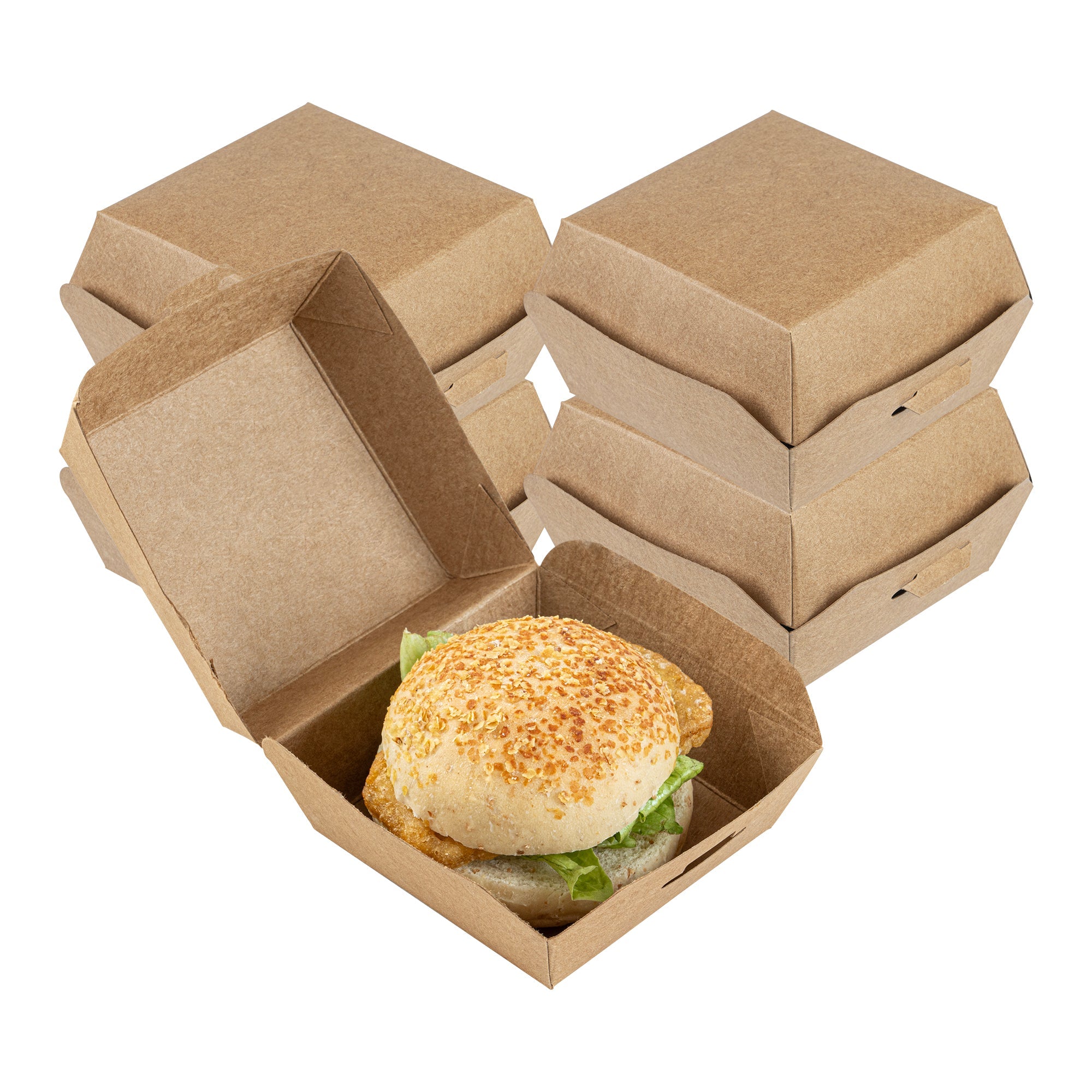 Bio Tek Kraft Paper Mini Burger Box - 2 3/4" x 2 3/4" x 2" - 100 count box