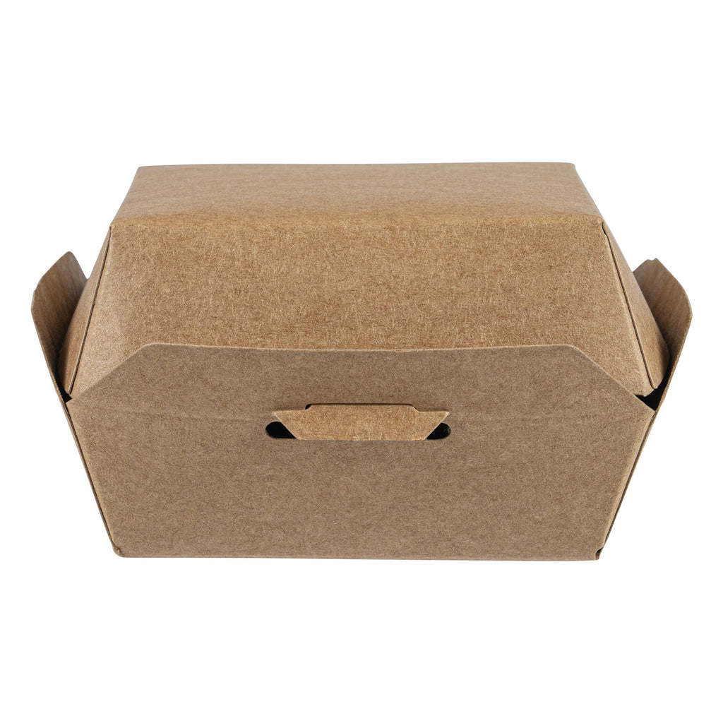 Bio Tek Kraft Paper Mini Burger Box - 2 3/4" x 2 3/4" x 2" - 100 count box