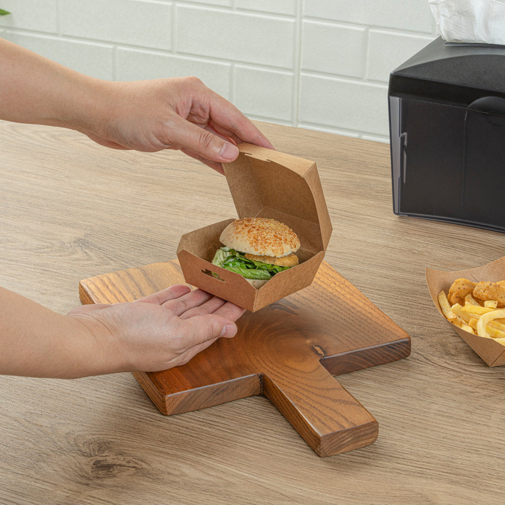 Bio Tek Kraft Paper Mini Burger Box - 2 3/4" x 2 3/4" x 2" - 100 count box