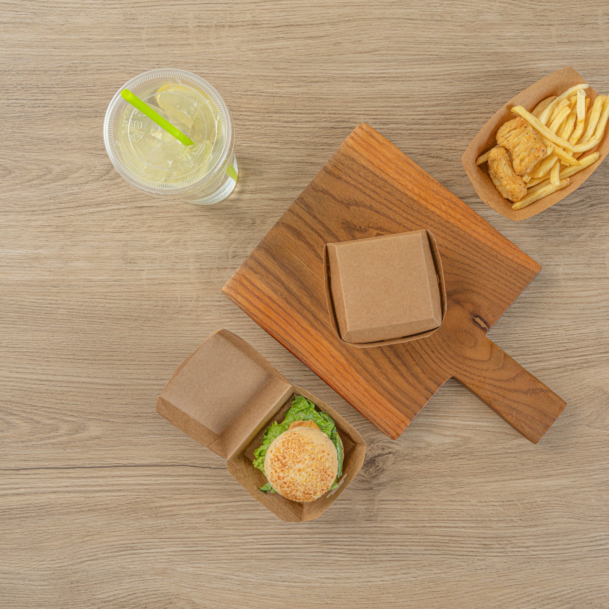 Bio Tek Kraft Paper Mini Burger Box - 2 3/4" x 2 3/4" x 2" - 100 count box