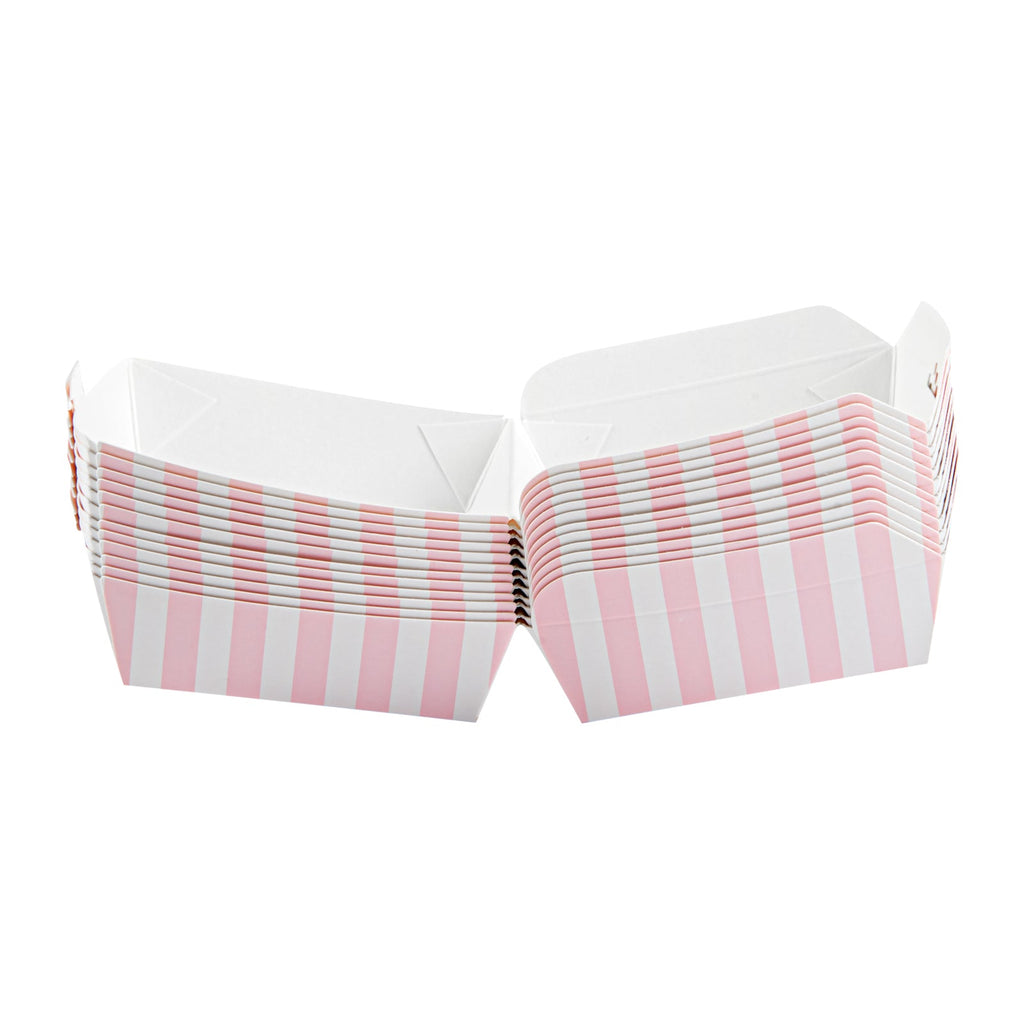 Bio Tek Pink and White Stripe Paper Mini Burger Box - 2 3/4" x 2 3/4" x 2" - 100 count box
