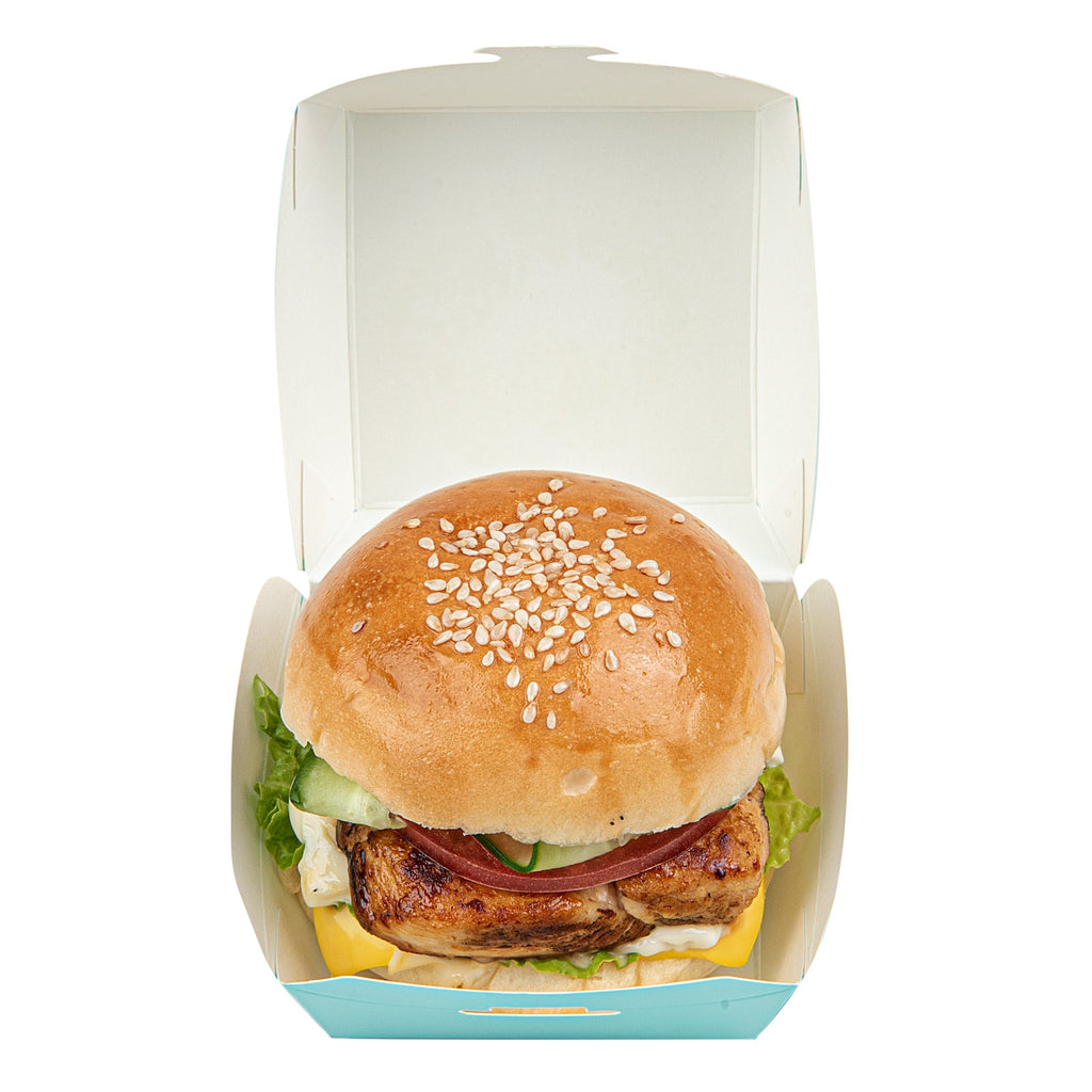 Bio Tek Turquoise Paper Mini Burger Box - 2 3/4" x 2 3/4" x 2" - 100 count box