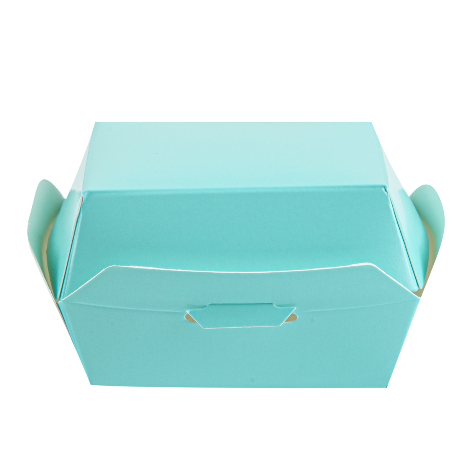 Bio Tek Turquoise Paper Mini Burger Box - 2 3/4" x 2 3/4" x 2" - 100 count box