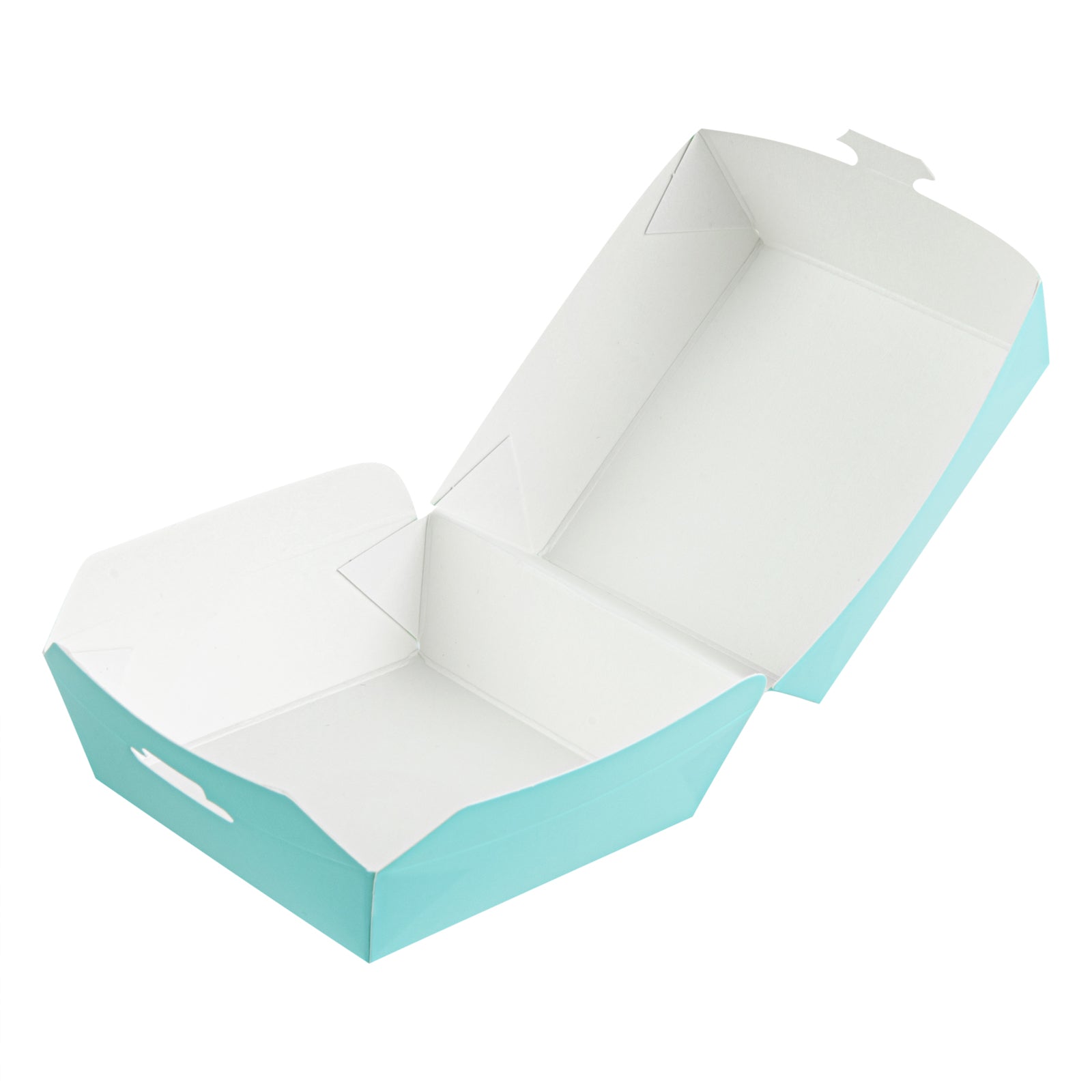 Bio Tek Turquoise Paper Mini Burger Box - 2 3/4" x 2 3/4" x 2" - 100 count box