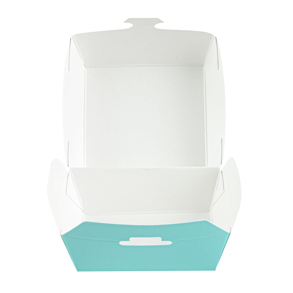 Bio Tek Turquoise Paper Mini Burger Box - 2 3/4" x 2 3/4" x 2" - 100 count box