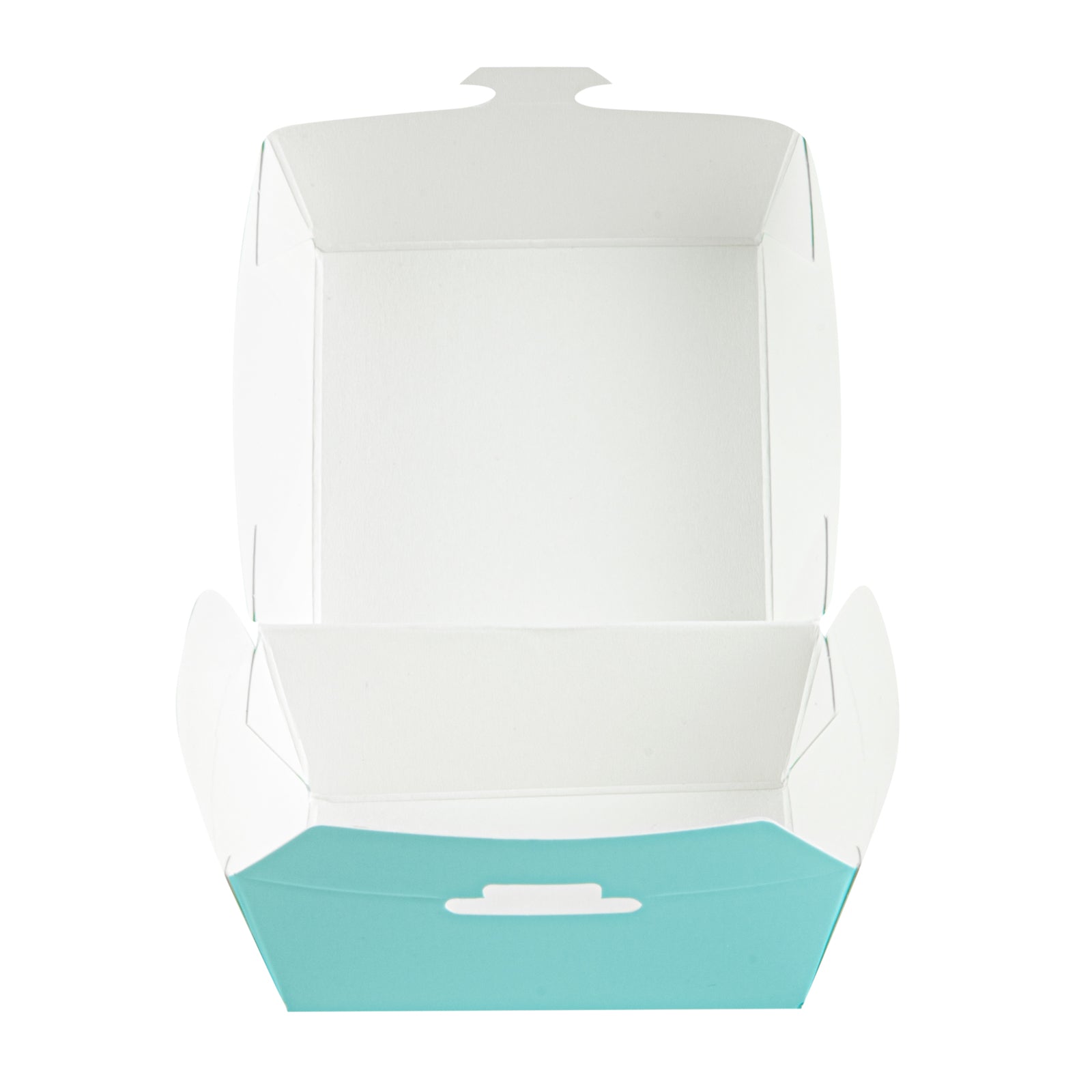 Bio Tek Turquoise Paper Mini Burger Box - 2 3/4" x 2 3/4" x 2" - 100 count box