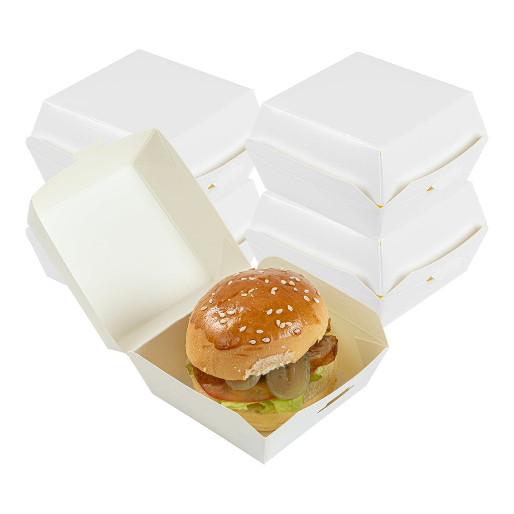 Bio Tek White Paper Mini Burger Box - 2 3/4" x 2 3/4" x 2" - 100 count box