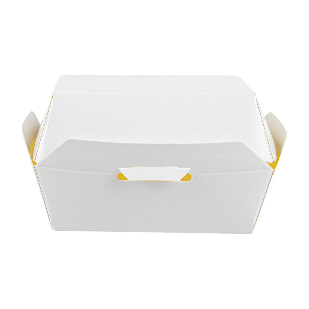 Bio Tek White Paper Mini Burger Box - 2 3/4" x 2 3/4" x 2" - 100 count box