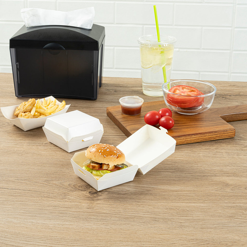 Bio Tek White Paper Mini Burger Box - 2 3/4" x 2 3/4" x 2" - 100 count box