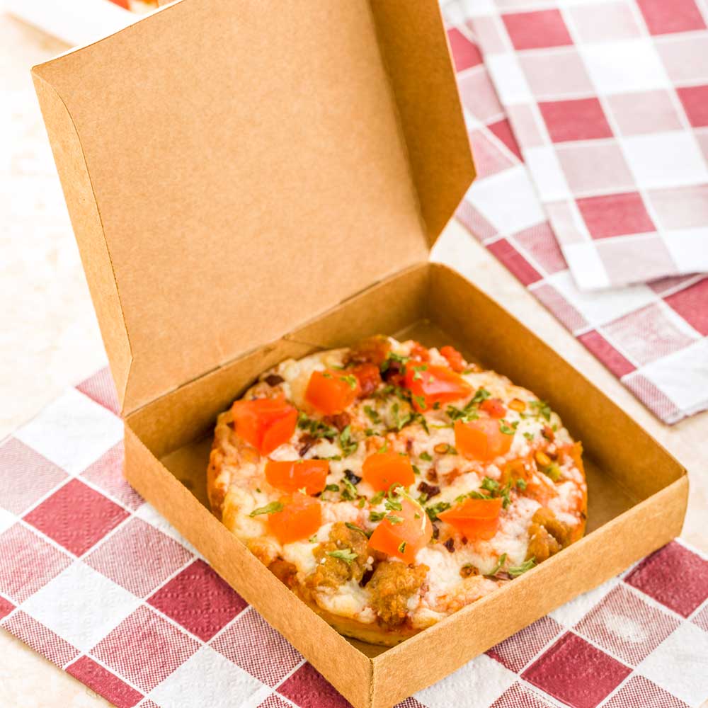 Bio Tek Kraft Paper Mini Pizza Box - 3 1/2" x 3 1/2" x 3/4" - 100 count box