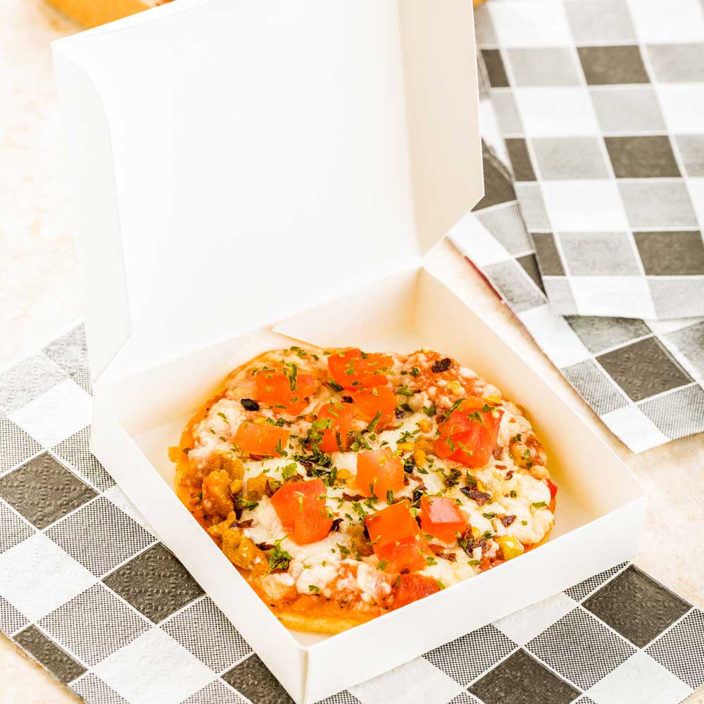 Bio Tek White Paper Mini Pizza Box - 3 1/2" x 3 1/2" x 3/4" - 100 count box