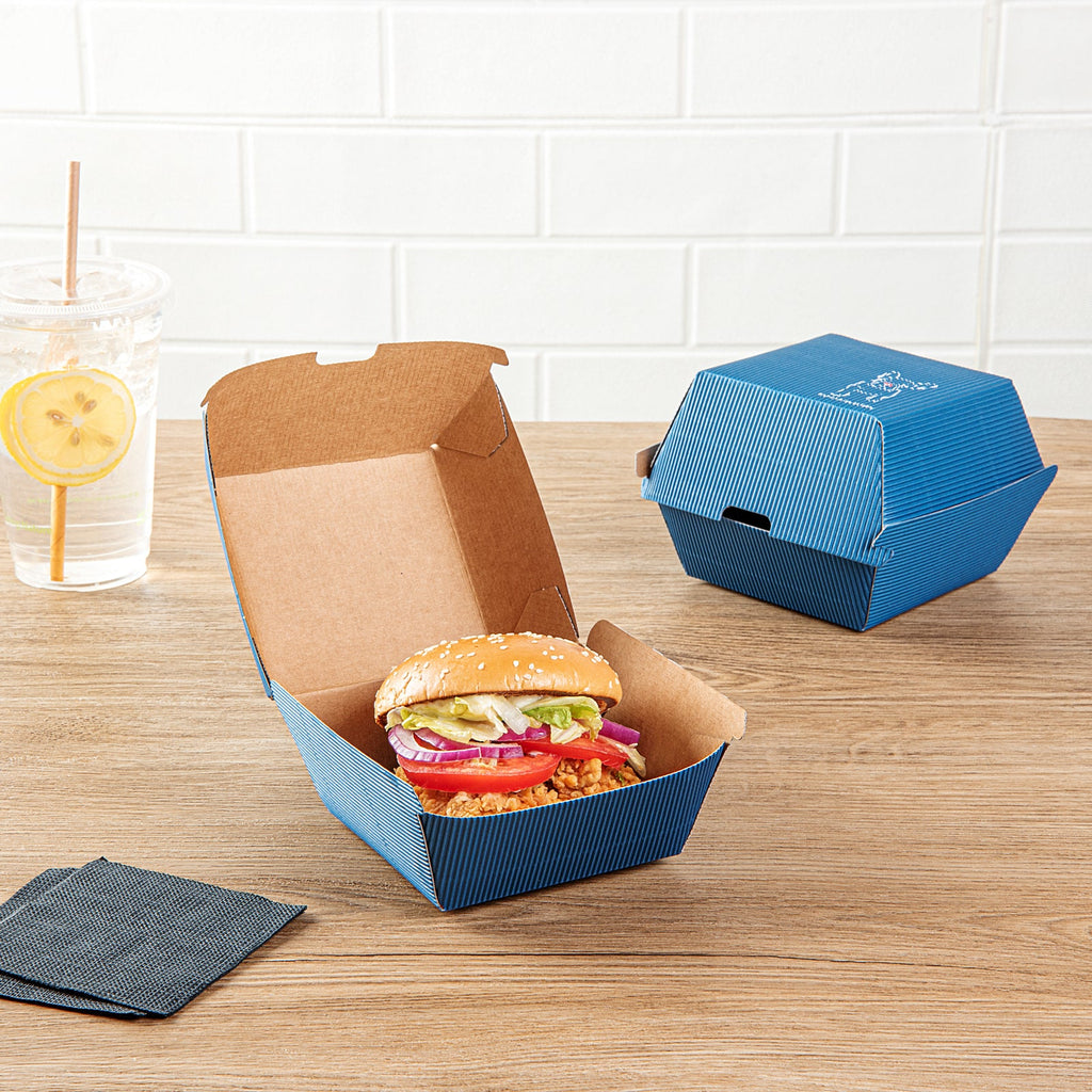 Bio Tek Frenchie Paper Burger Box - Ripple Wall - 4" x 4" x 3 3/4" - 100 count box