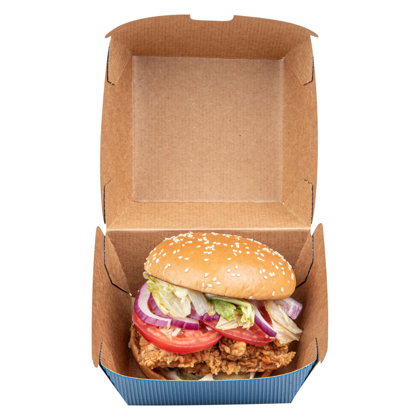 Bio Tek Frenchie Paper Burger Box - Ripple Wall - 4" x 4" x 3 3/4" - 100 count box