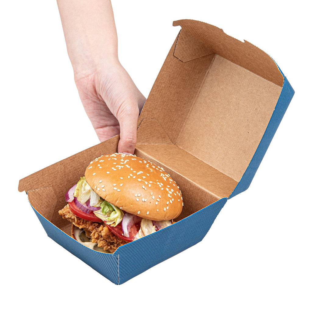 Bio Tek Frenchie Paper Burger Box - Ripple Wall - 4" x 4" x 3 3/4" - 100 count box