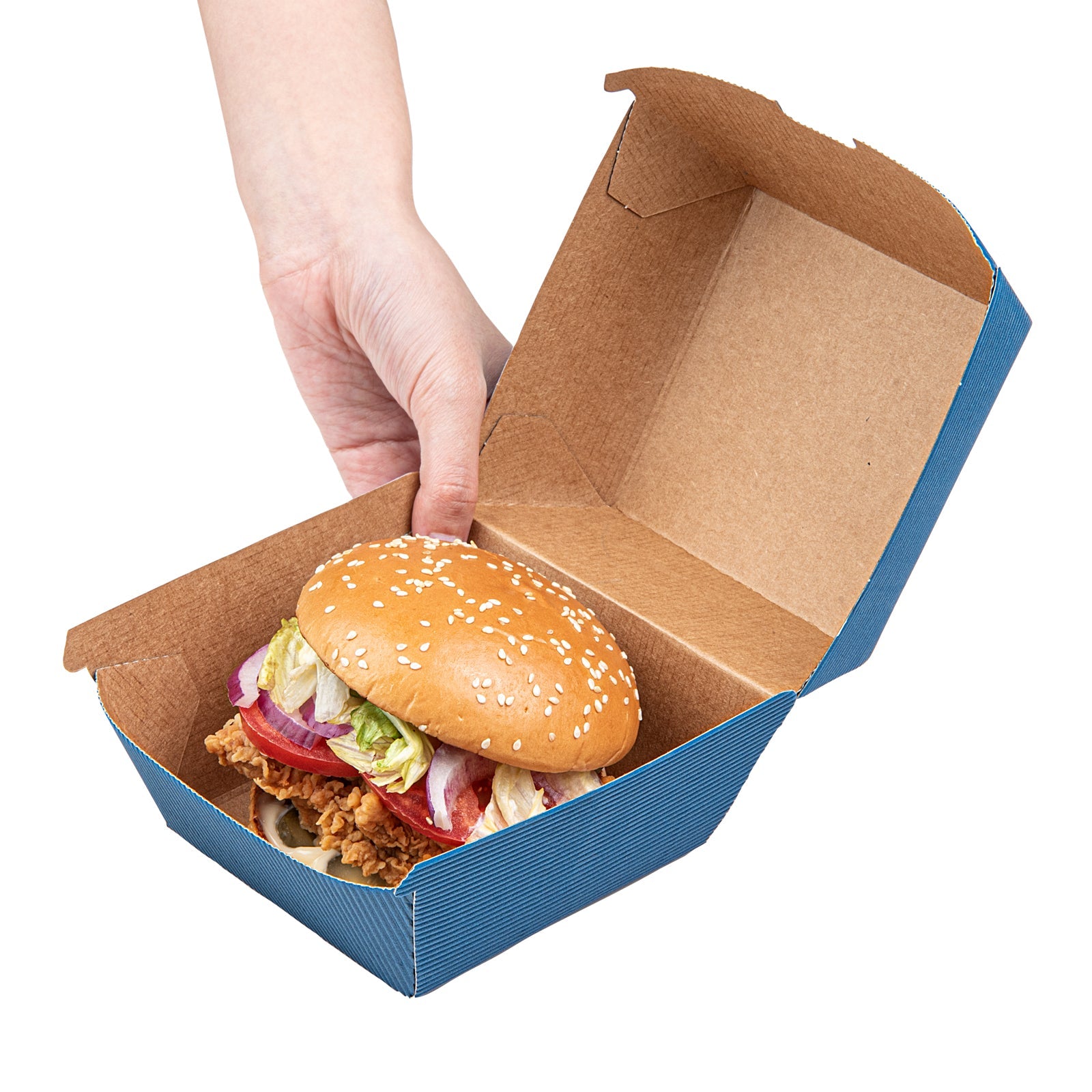 Bio Tek Frenchie Paper Burger Box - Ripple Wall - 4" x 4" x 3 3/4" - 100 count box
