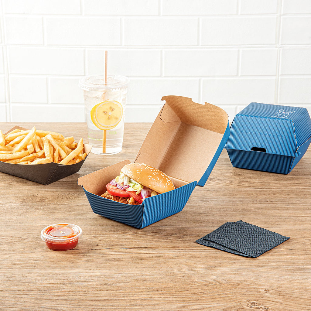 Bio Tek Frenchie Paper Burger Box - Ripple Wall - 4" x 4" x 3 3/4" - 100 count box