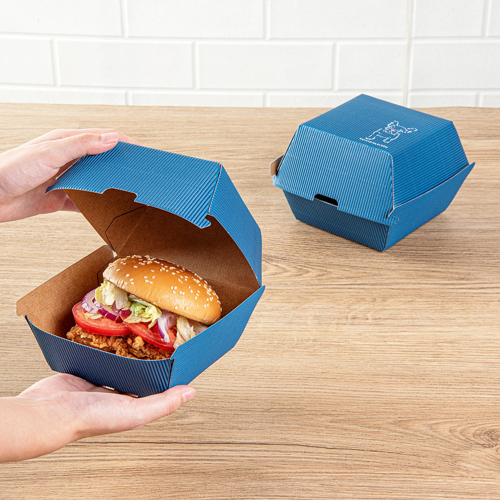Bio Tek Frenchie Paper Burger Box - Ripple Wall - 4" x 4" x 3 3/4" - 100 count box
