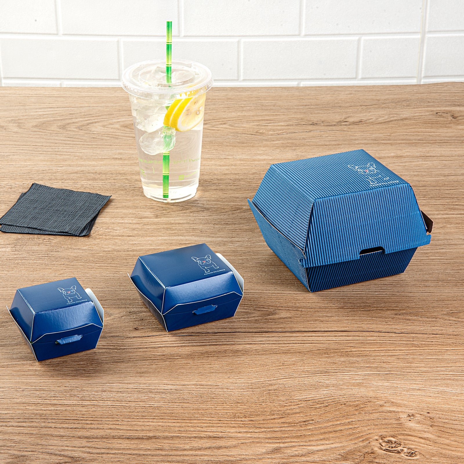 Bio Tek Frenchie Paper Burger Box - Ripple Wall - 4" x 4" x 3 3/4" - 100 count box