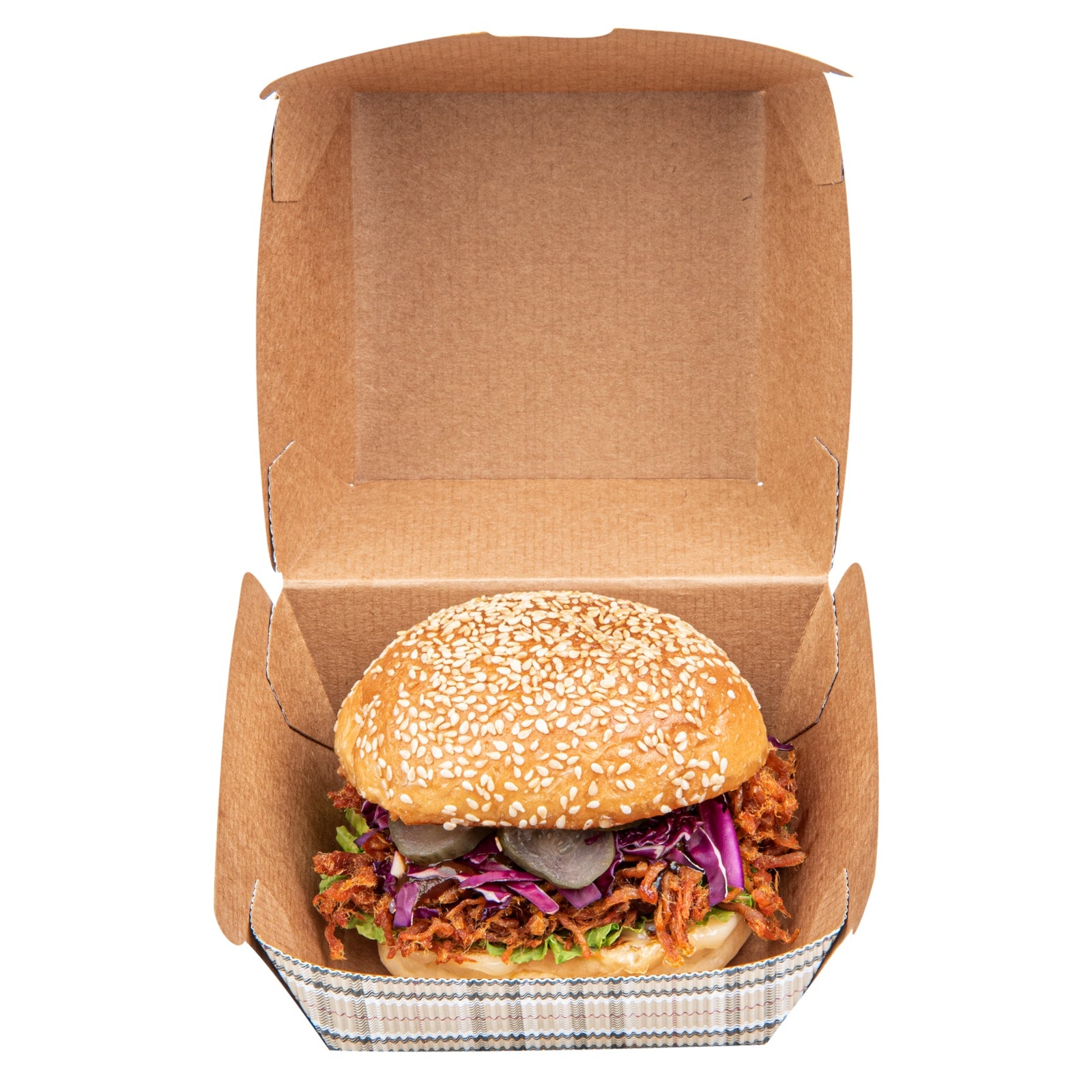 Bio Tek Plaid Paper Burger Box - Ripple Wall - 4" x 4" x 3 3/4" - 100 count box