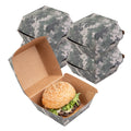 Bio Tek Camouflage Paper Burger Box - Ripple Wall - 4" x 4" x 3 3/4" - 100 count box