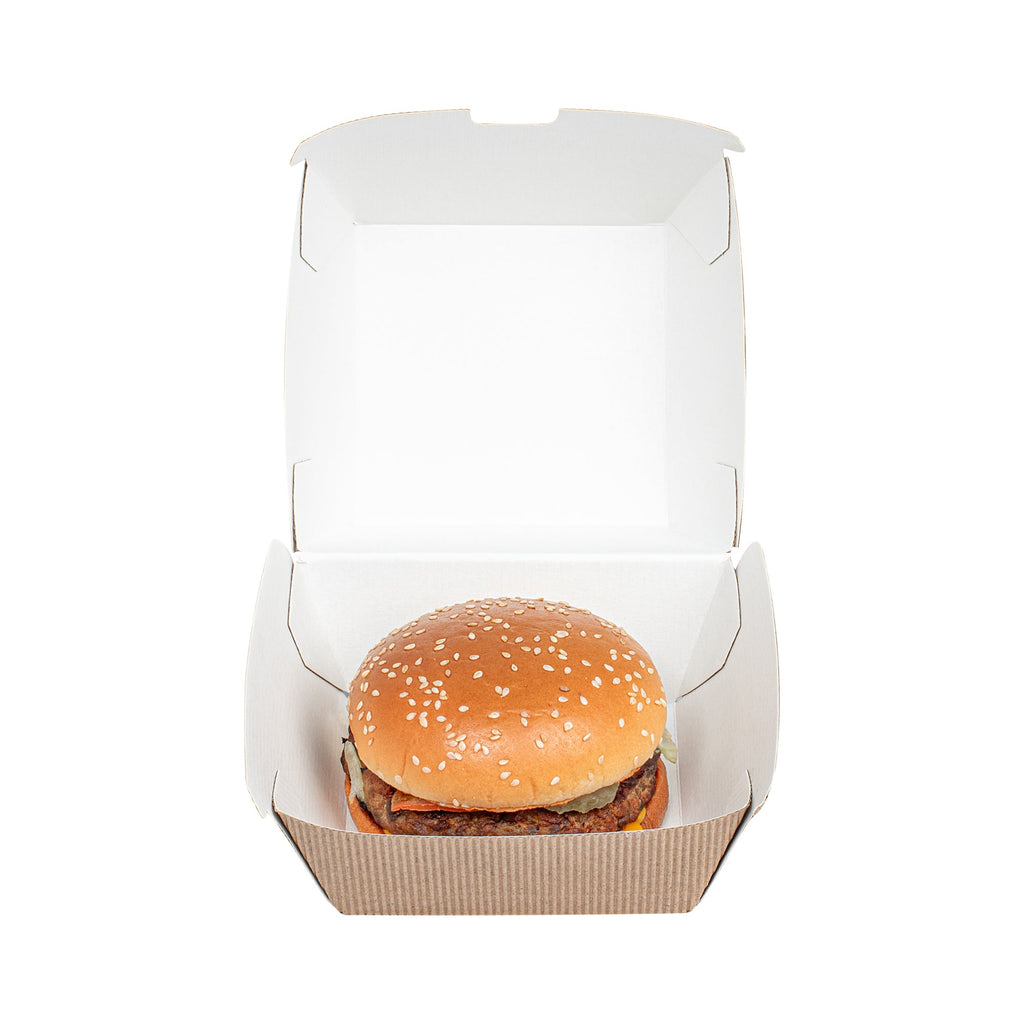 Bio Tek Kraft Paper Burger Box - Ripple Wall - 4" x 4" x 3 3/4" - 100 count box
