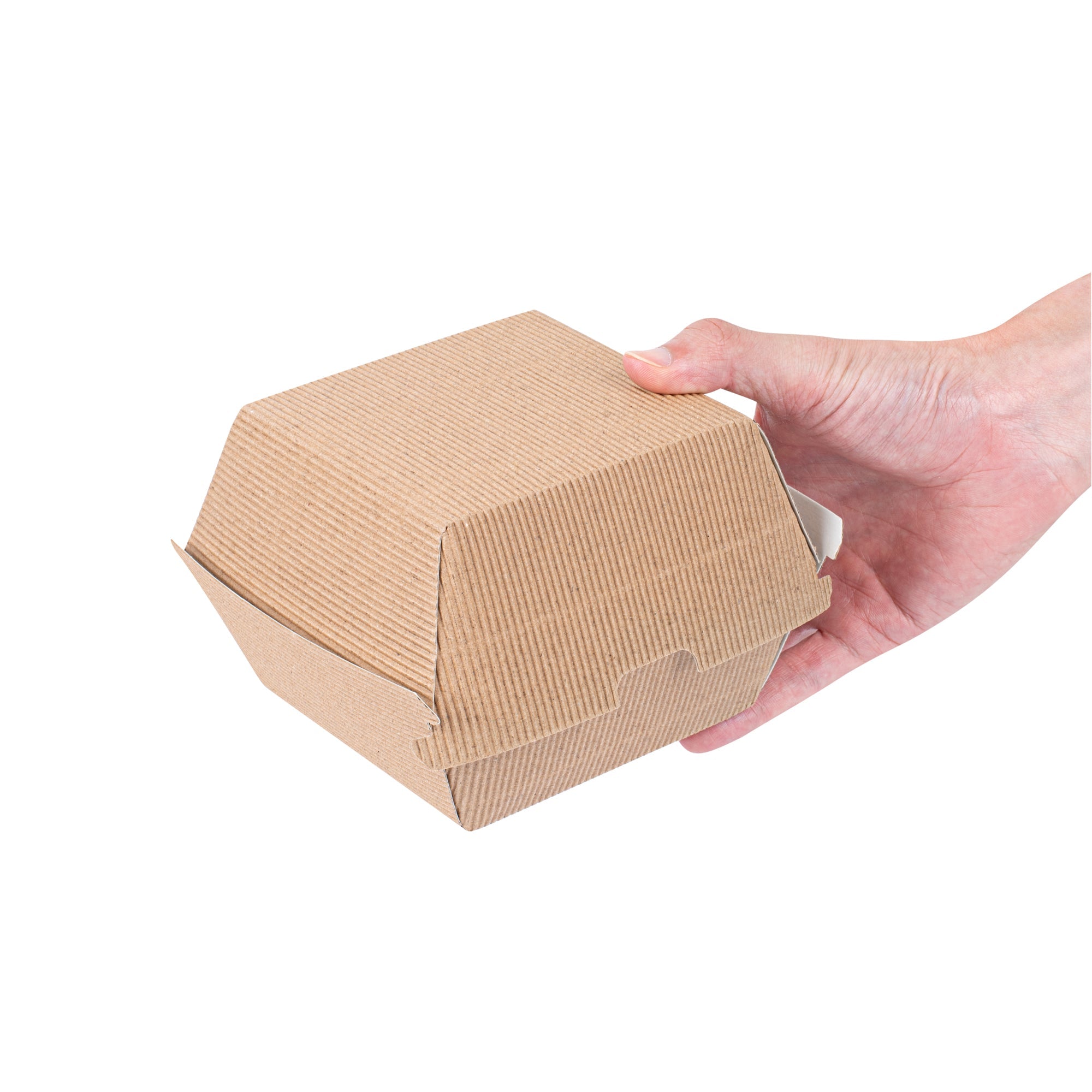 Bio Tek Kraft Paper Burger Box - Ripple Wall - 4" x 4" x 3 3/4" - 100 count box