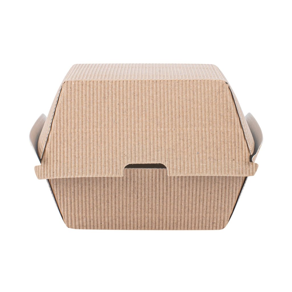 Bio Tek Kraft Paper Burger Box - Ripple Wall - 4" x 4" x 3 3/4" - 100 count box