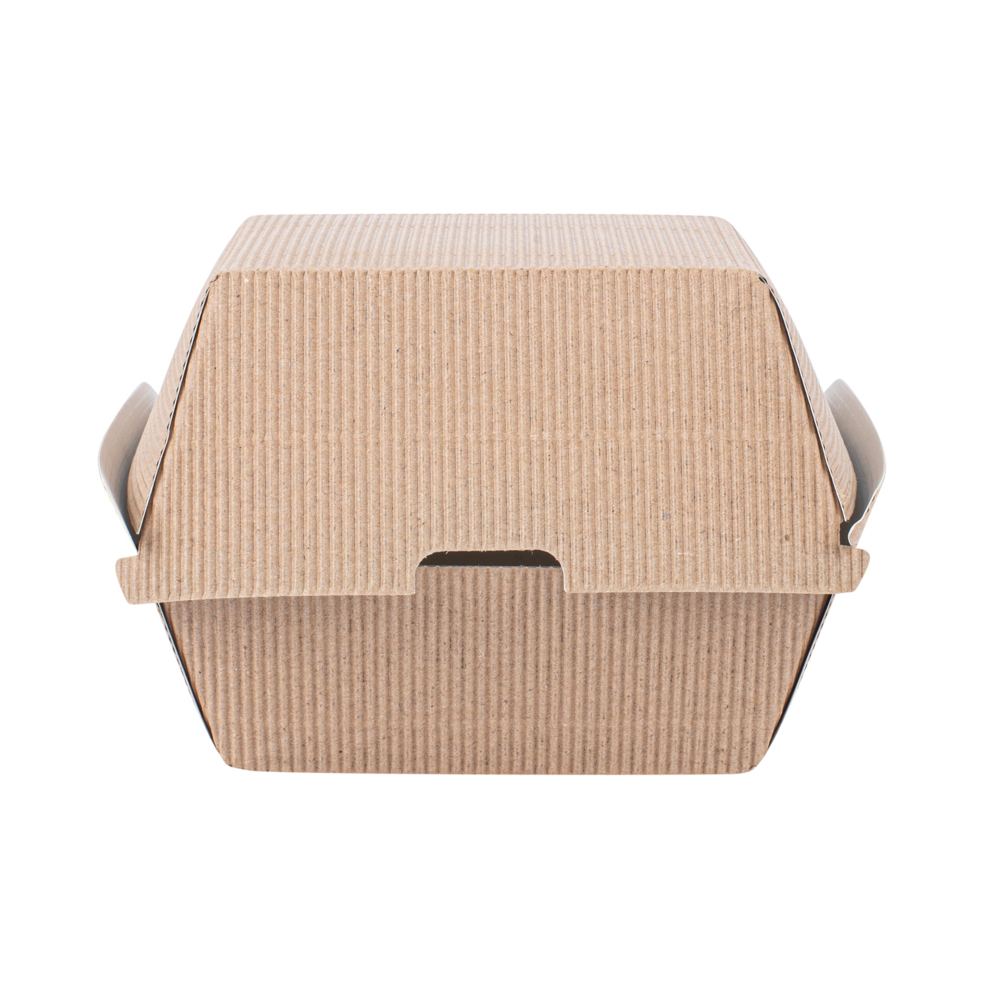 Bio Tek Kraft Paper Burger Box - Ripple Wall - 4" x 4" x 3 3/4" - 100 count box