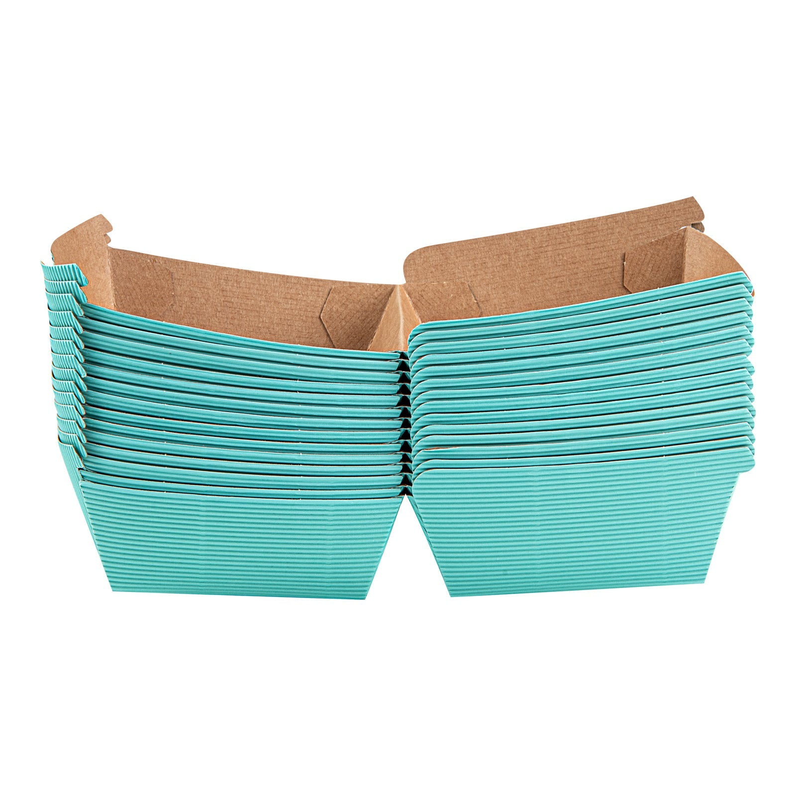 Bio Tek Turquoise Paper Burger Box - Ripple Wall - 4" x 4" x 3 3/4" - 100 count box