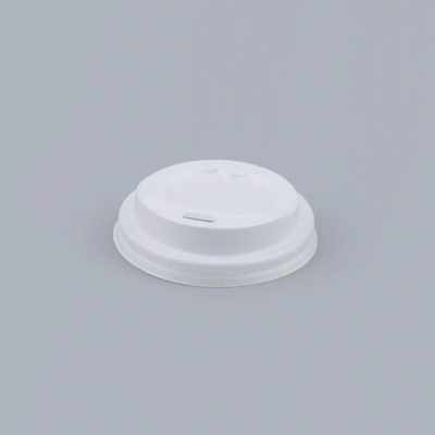Basic Nature White PLA Plastic Coffee Cup Lid - Fits 4 oz, Compostable - 2 1/2" x 2 1/2" x 1/2" - 50 count box
