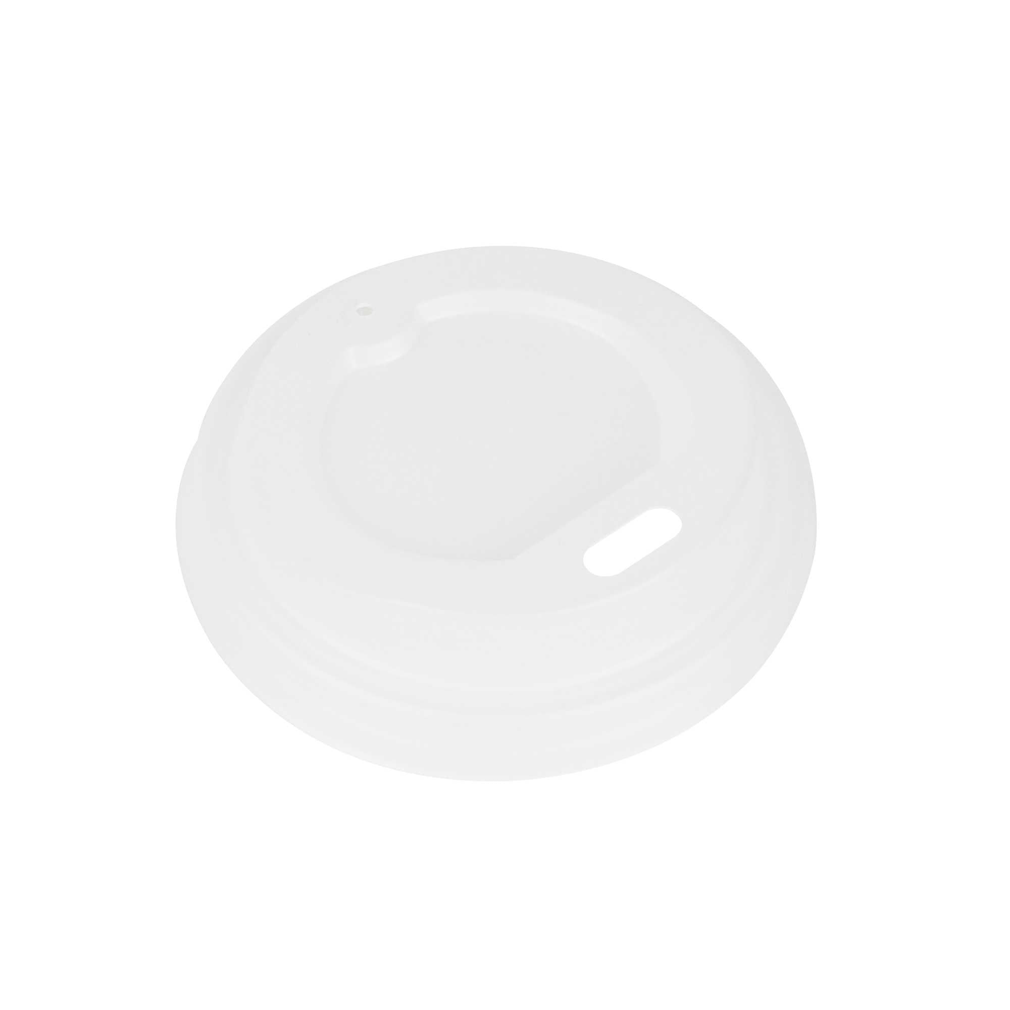 Basic Nature White PLA Plastic Coffee Cup Lid - Fits 4 oz, Compostable - 2 1/2" x 2 1/2" x 1/2" - 50 count box