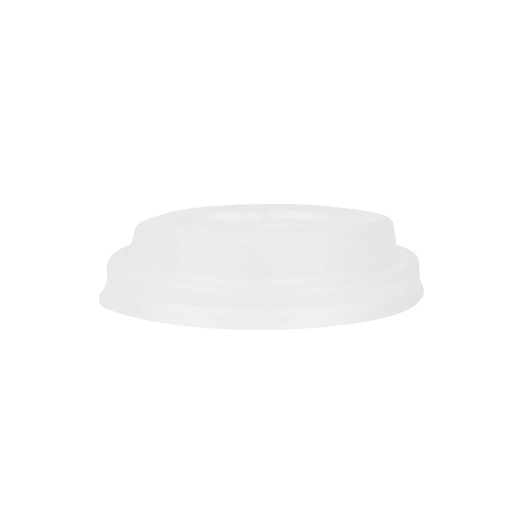 Basic Nature White PLA Plastic Coffee Cup Lid - Fits 4 oz, Compostable - 2 1/2" x 2 1/2" x 1/2" - 50 count box
