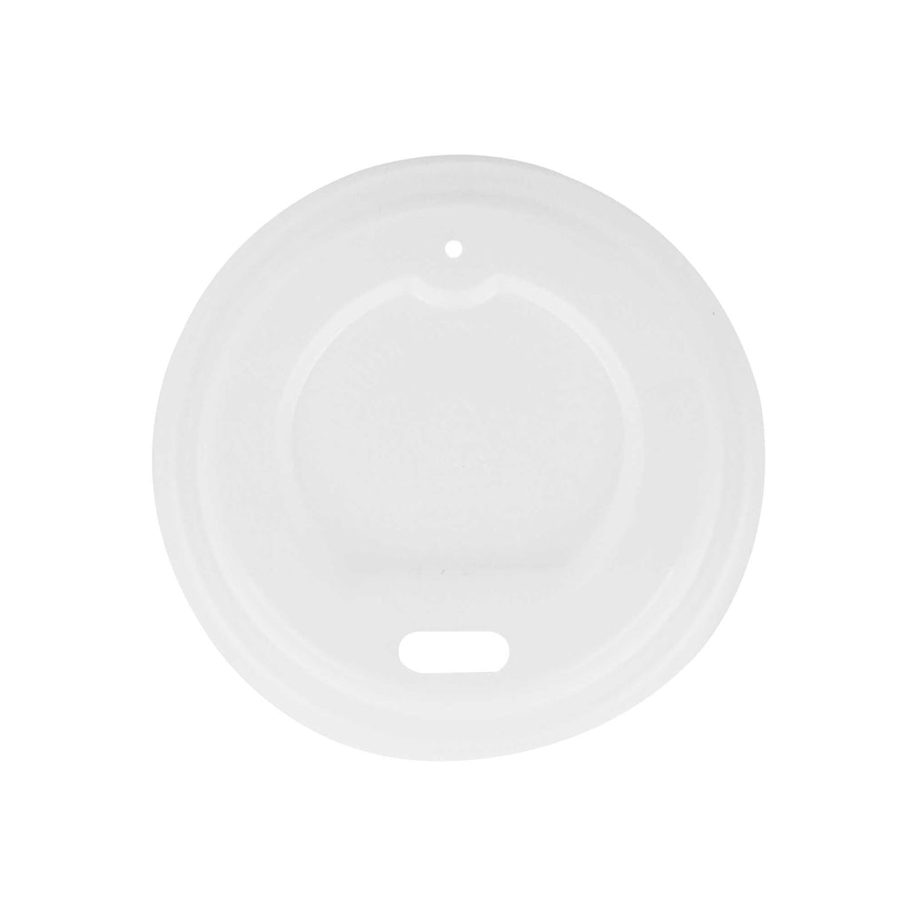Basic Nature White PLA Plastic Coffee Cup Lid - Fits 4 oz, Compostable - 2 1/2" x 2 1/2" x 1/2" - 50 count box