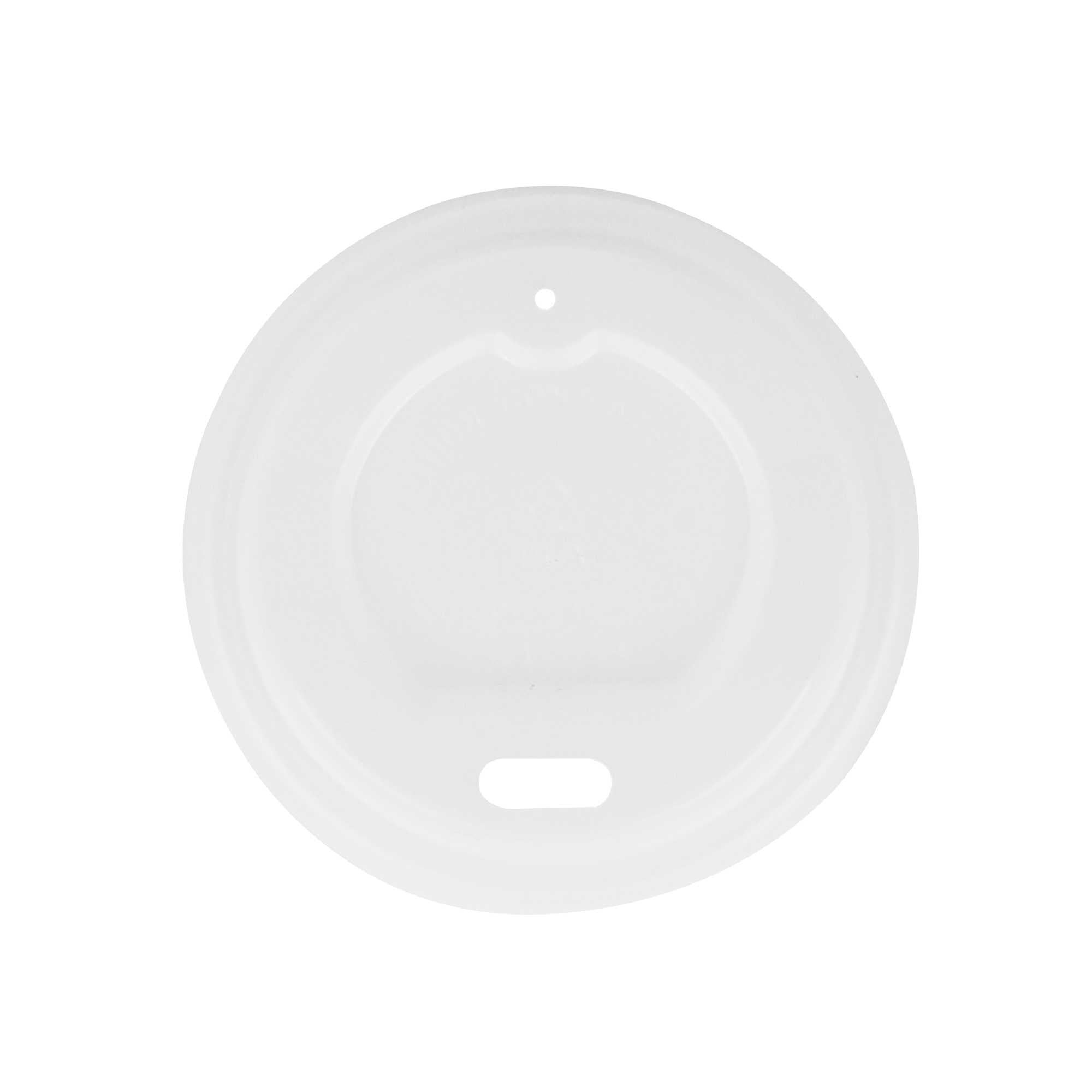 Basic Nature White PLA Plastic Coffee Cup Lid - Fits 4 oz, Compostable - 2 1/2" x 2 1/2" x 1/2" - 50 count box
