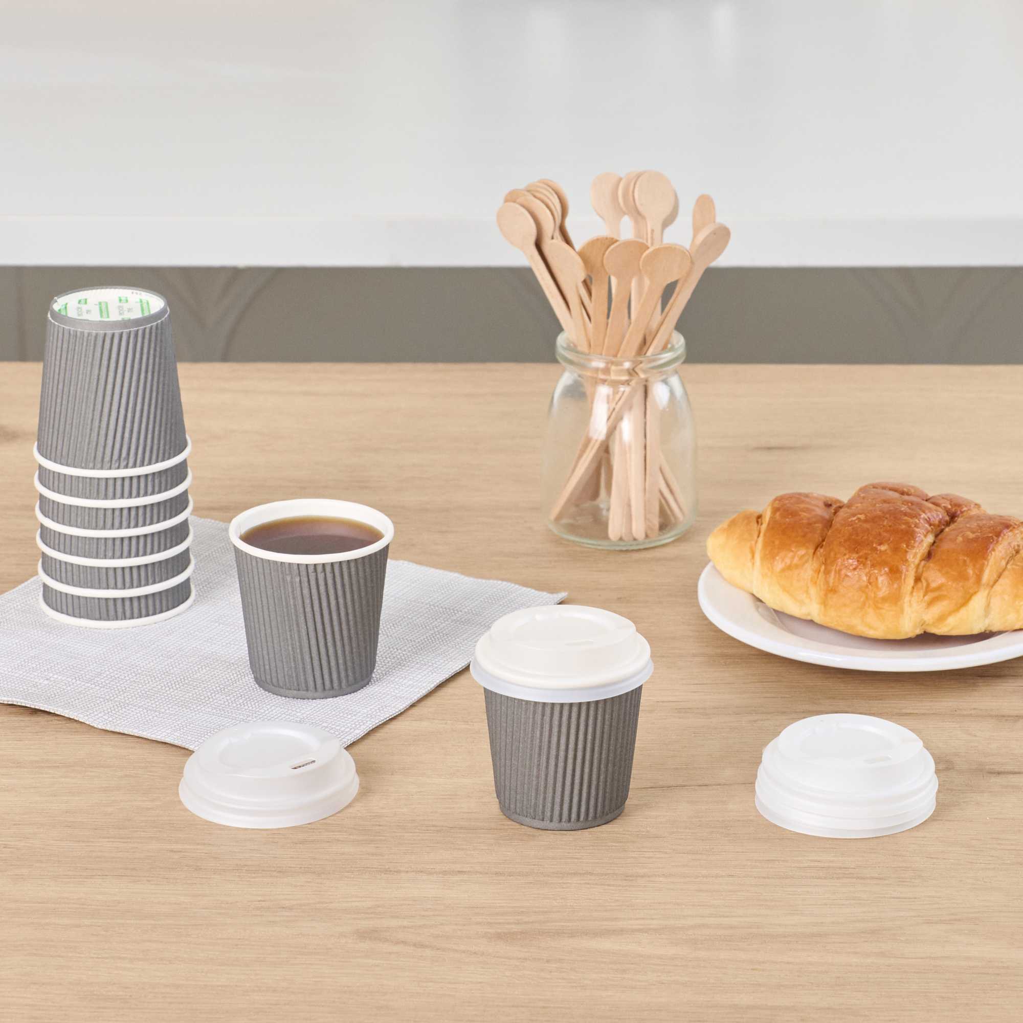 Basic Nature White PLA Plastic Coffee Cup Lid - Fits 4 oz, Compostable - 500 count box