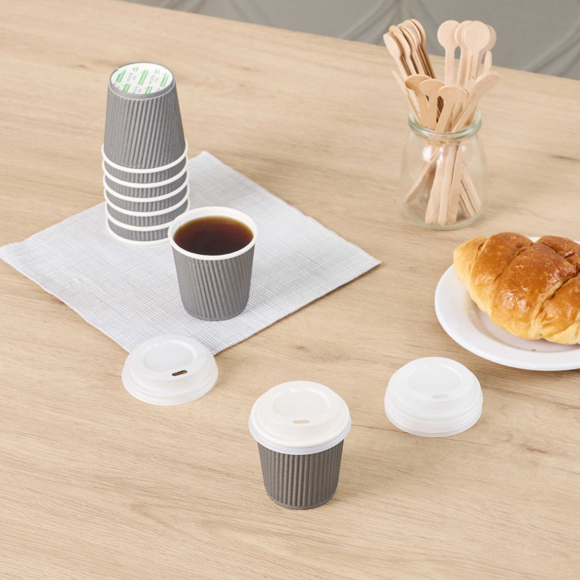 Basic Nature White PLA Plastic Coffee Cup Lid - Fits 4 oz, Compostable - 500 count box