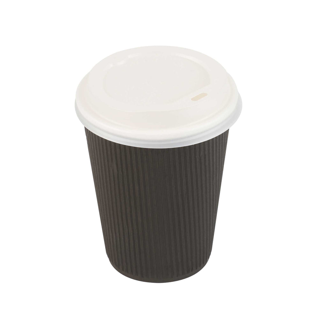 Basic Nature White PLA Plastic Coffee Cup Lid - Fits 8, 12, 16 and 20 oz, Compostable - 50 count box