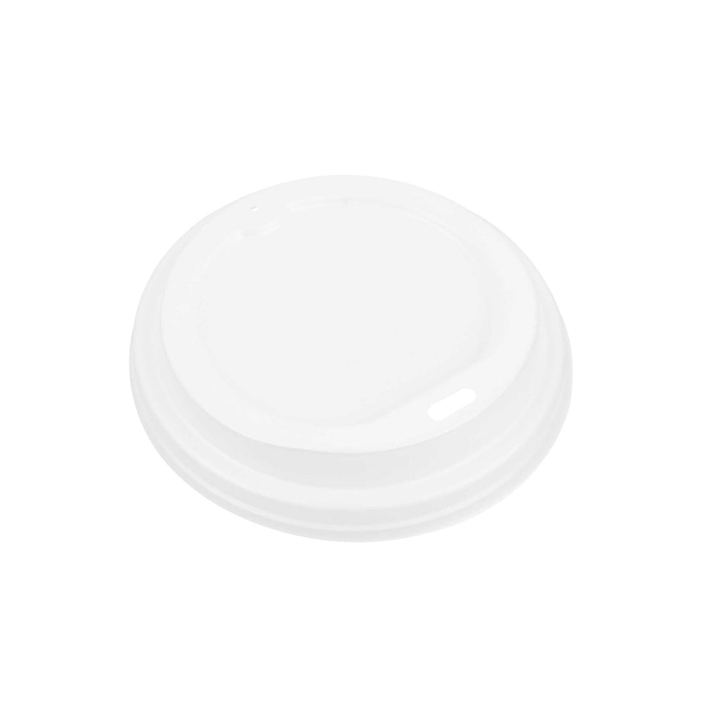 Basic Nature White PLA Plastic Coffee Cup Lid - Fits 8, 12, 16 and 20 oz, Compostable - 50 count box