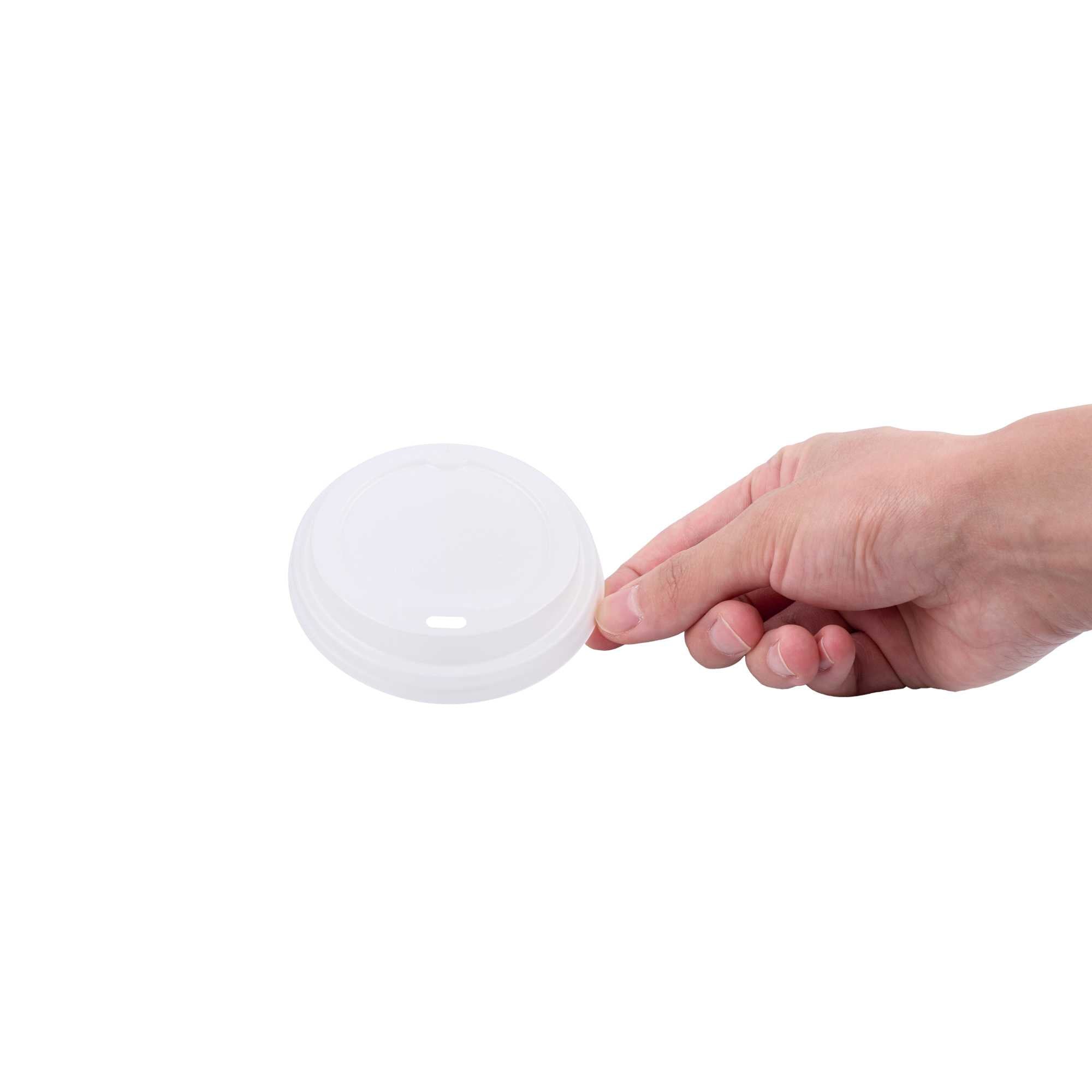Basic Nature White PLA Plastic Coffee Cup Lid - Fits 8, 12, 16 and 20 oz, Compostable - 500 count box