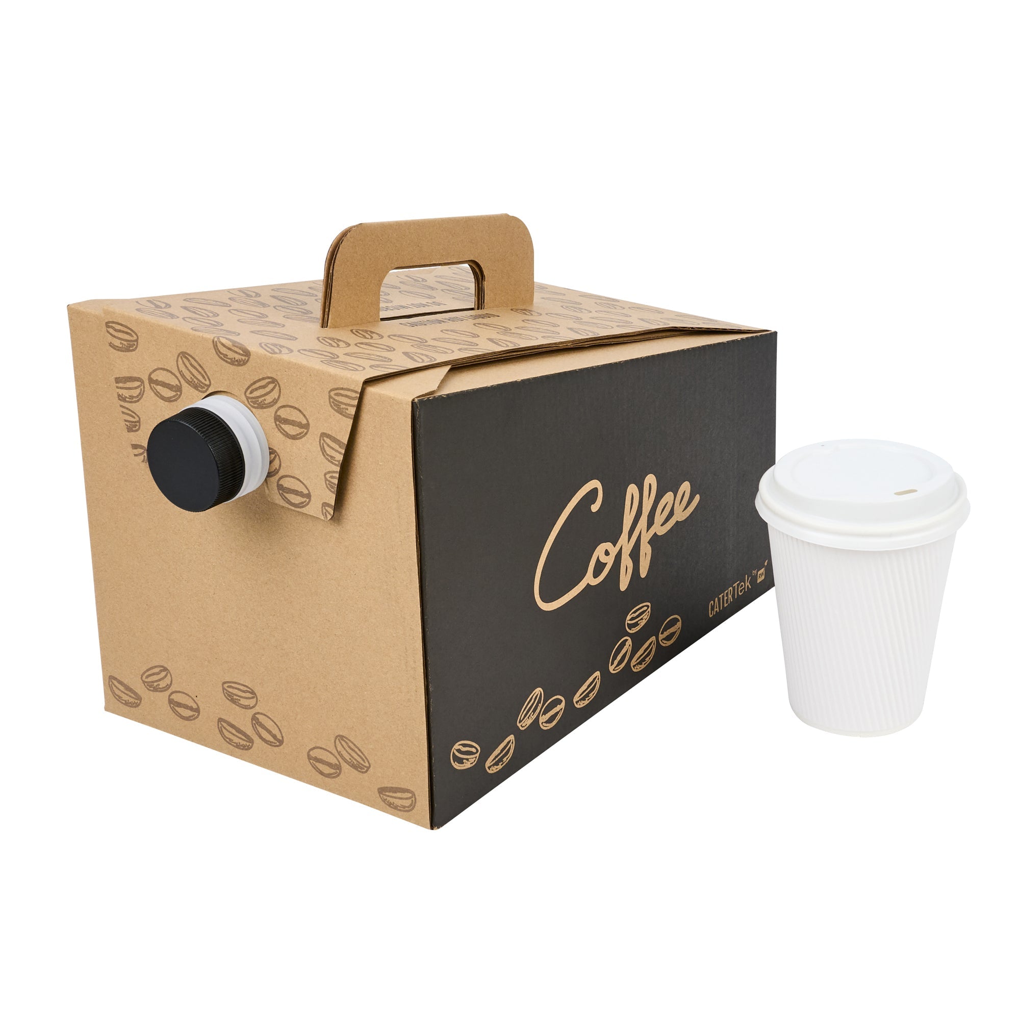 Restpresso 96 oz Kraft and Black Paper Coffee / Beverage Take Out Container - 12 Cups - 10 count box