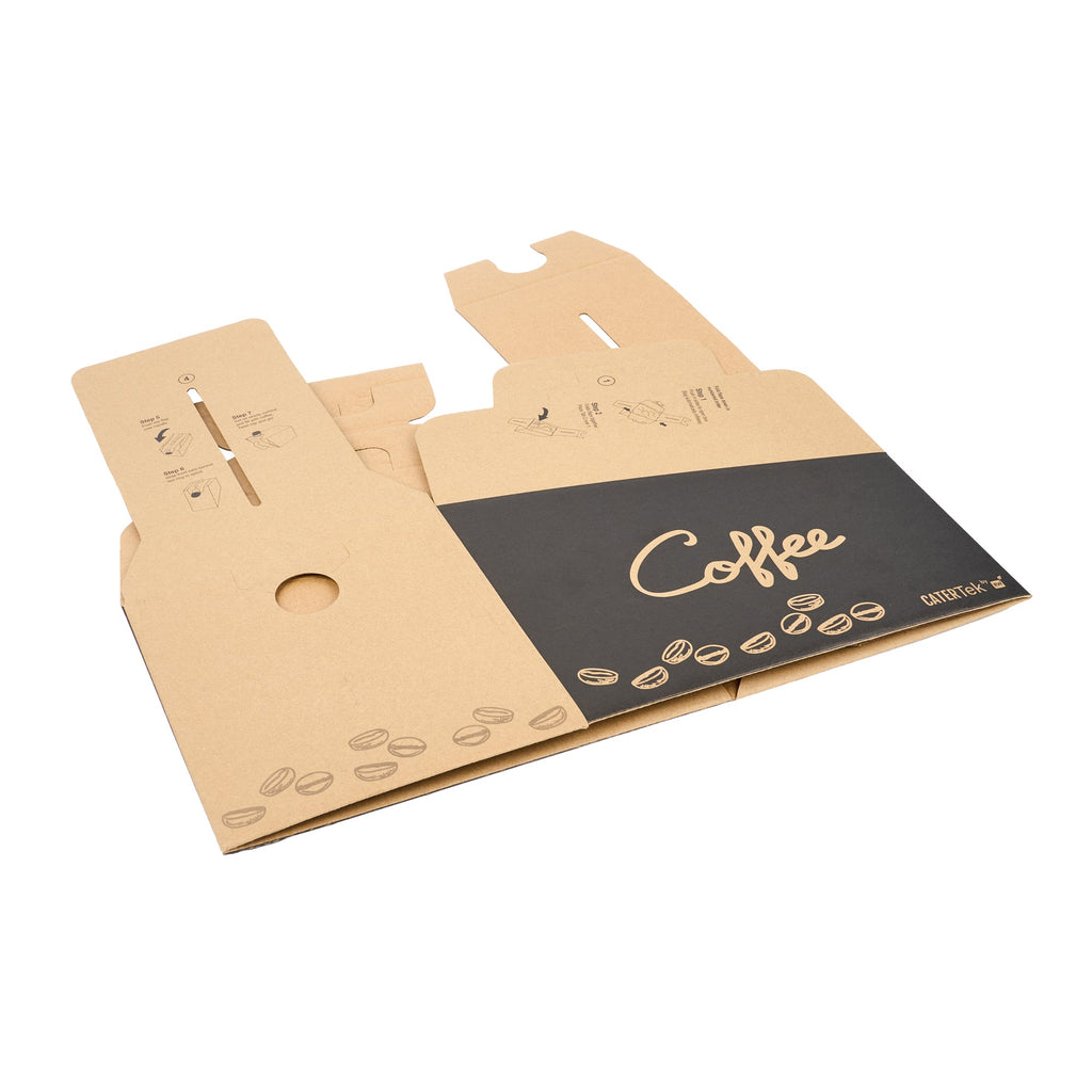Restpresso 96 oz Kraft and Black Paper Coffee / Beverage Take Out Container - 12 Cups - 10 count box