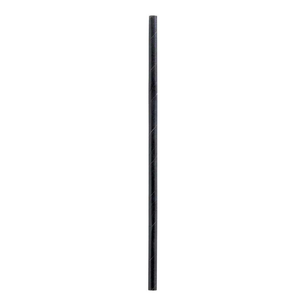 Bev Tek Black Paper Straw - Biodegradable, 6mm - 7 3/4" - 25 count x 4 boxes