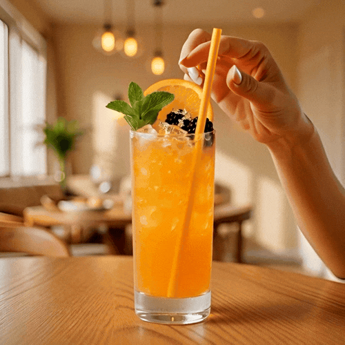 Bev Tek Orange Paper Straw - Biodegradable, 6mm - 7 3/4" - 100 count box