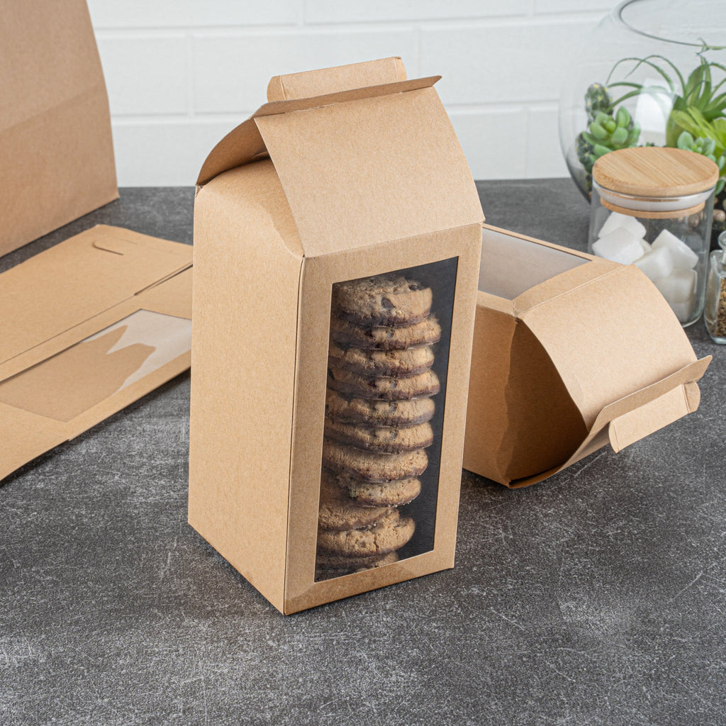 Sweet Vision Kraft Paper Tote Box - Tapered - 3 1/2" x 3 1/2" x 8 1/2" - 100 count box