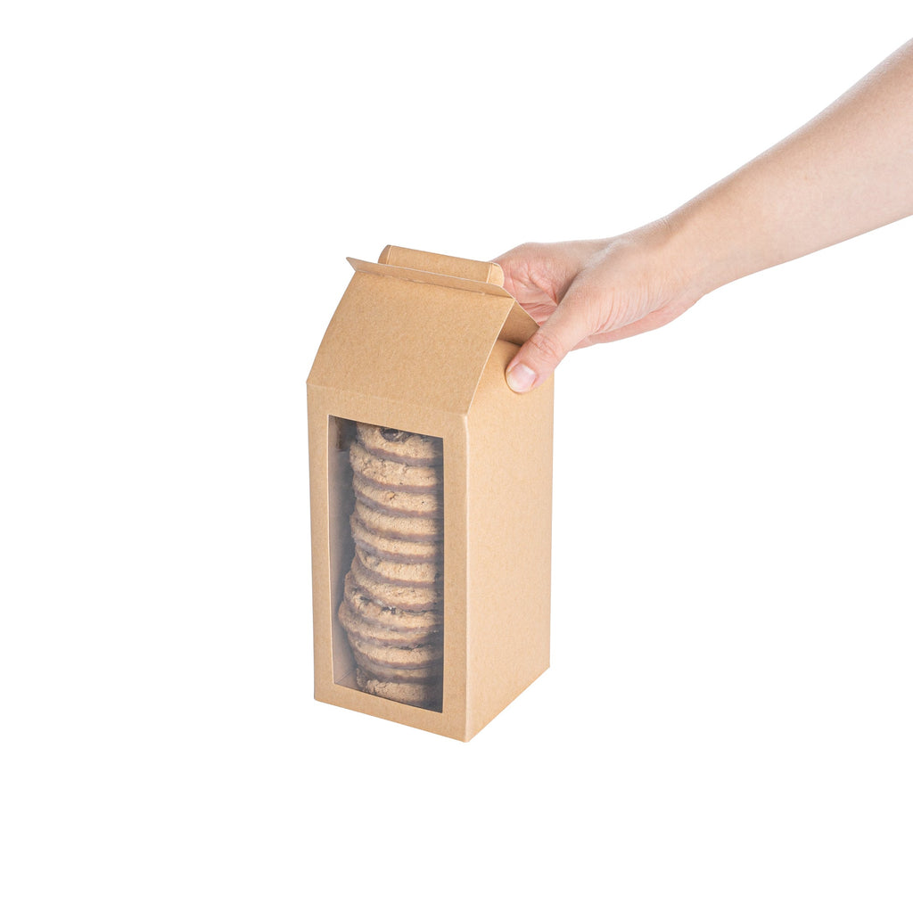 Sweet Vision Kraft Paper Tote Box - Tapered - 3 1/2" x 3 1/2" x 8 1/2" - 100 count box