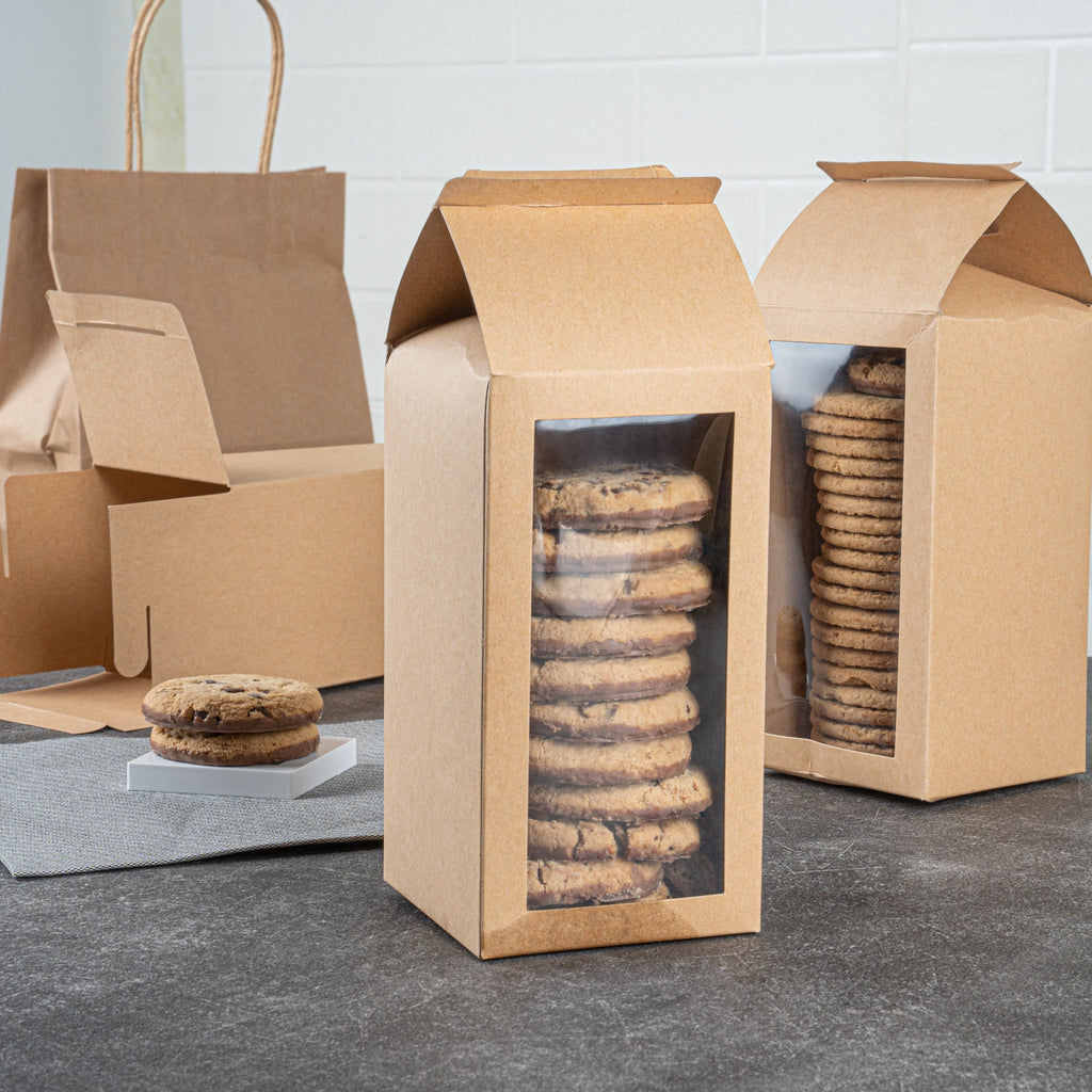 Sweet Vision Kraft Paper Tote Box - Tapered - 3 1/2" x 3 1/2" x 8 1/2" - 100 count box