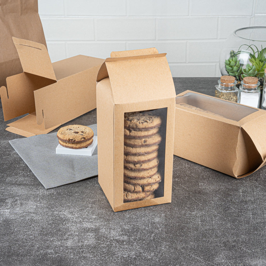 Sweet Vision Kraft Paper Tote Box - Tapered - 3 1/2" x 3 1/2" x 8 1/2" - 100 count box