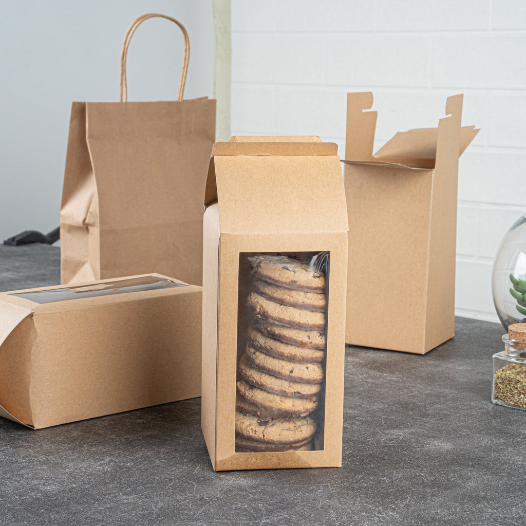 Sweet Vision Kraft Paper Tote Box - Tapered - 3 1/2" x 3 1/2" x 8 1/2" - 100 count box